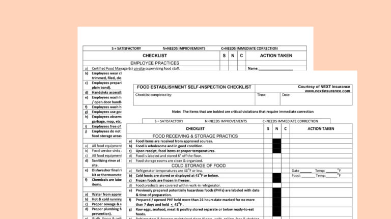 Health inspection checklist for restaurant owners