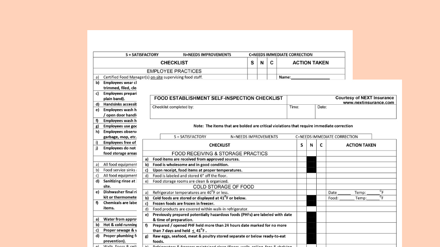 Health inspection checklist