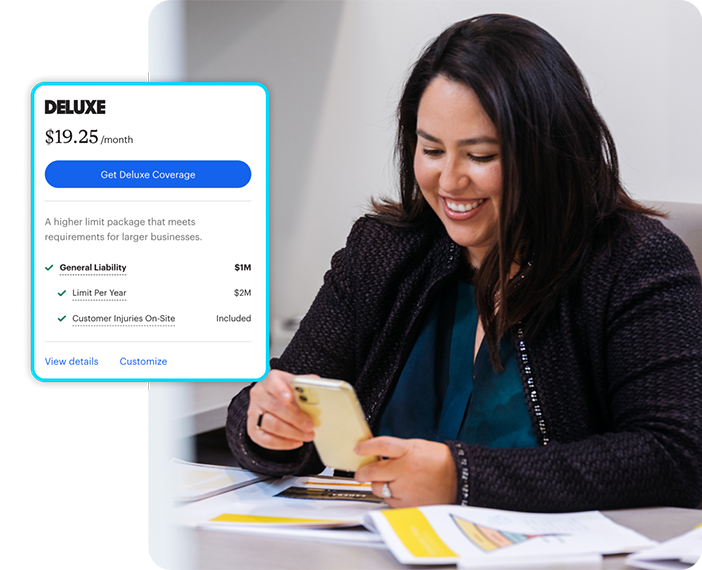 woman looking at an insurance quote on her phone